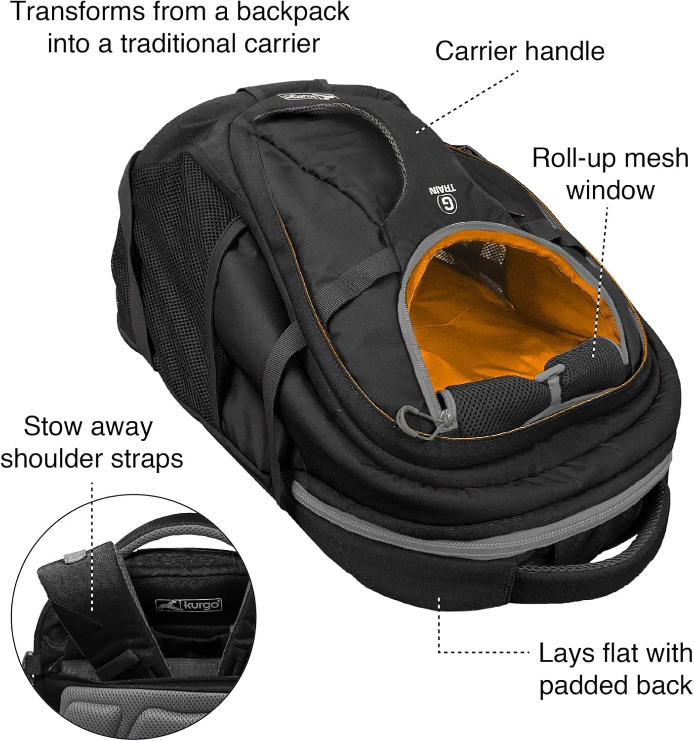 G-Train Dog Carrier Backpack - Comfortable Pet Travel Backpack for Small Dogs up to 11Kg - Rugged Design - Laptop Compartment - Armorsole Base - Water-Resistant - Heather Grey
