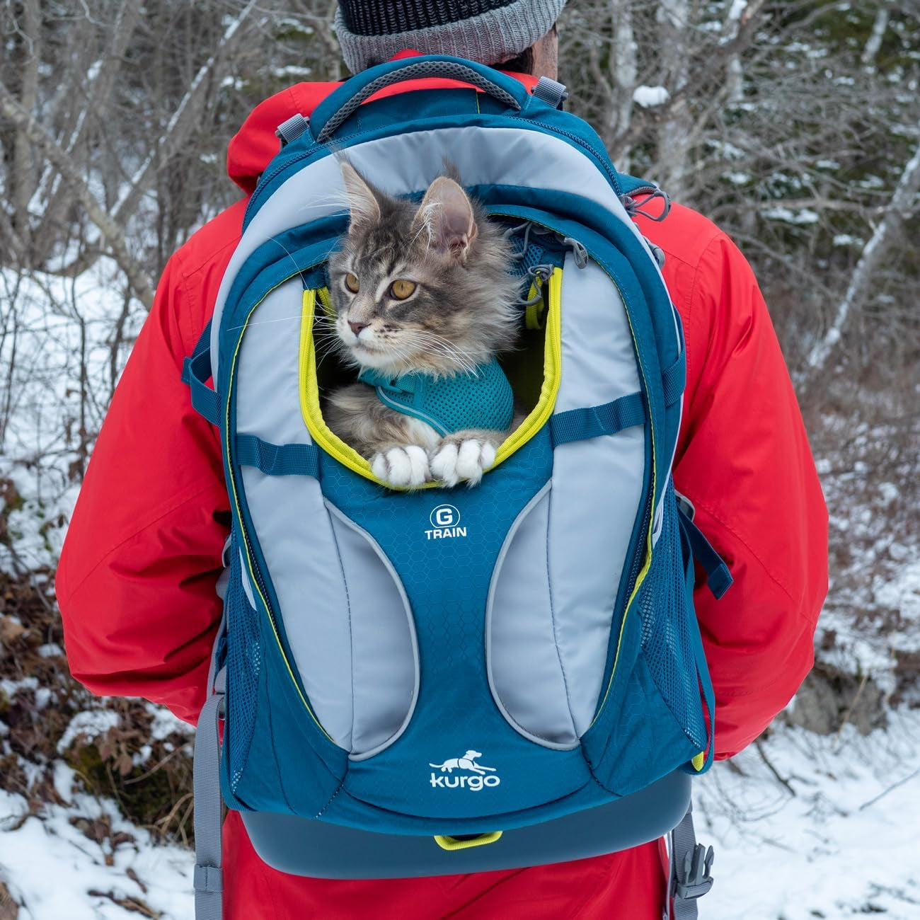 G-Train Pack, Carrier Backpack for Small Dogs and Cats, Ideal for Hiking or Travel, Waterproof Bottom, Ink Blue