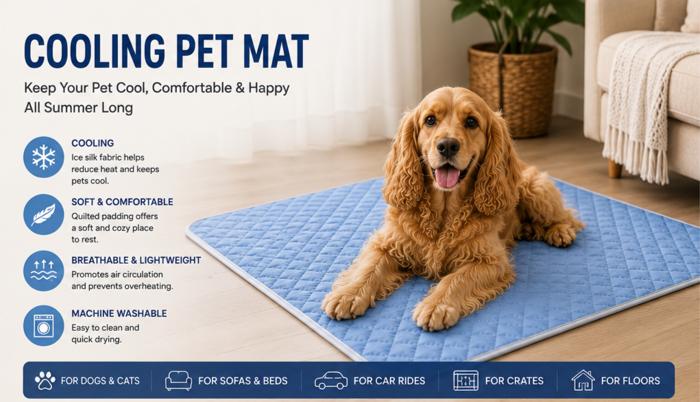 Dog Cooling Mat for Summer – Washable Breathable Pet Cooling Pad for Dogs & Cats