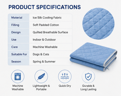 Dog Cooling Mat for Summer – Washable Breathable Pet Cooling Pad for Dogs & Cats