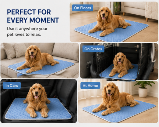 Dog Cooling Mat for Summer – Washable Breathable Pet Cooling Pad for Dogs & Cats